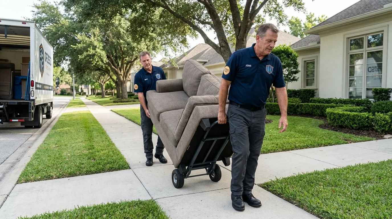 Local residential moving crew loading furniture in South Burlington, VT